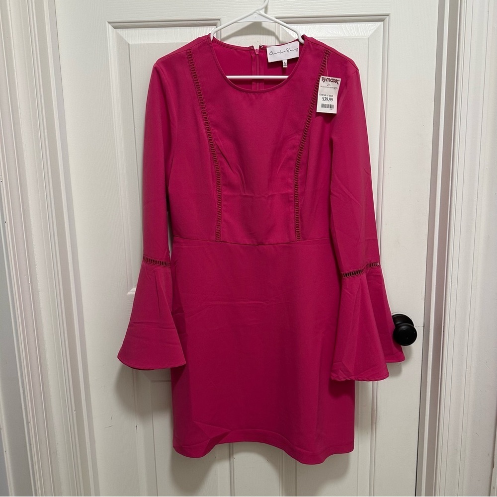 Charles Henry Bell Sleeve Mini Dress in Pink Size Large